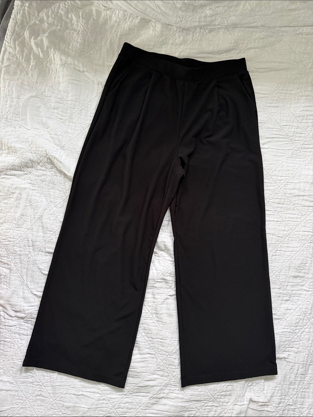 Black Wide-Leg Pull-On Pants